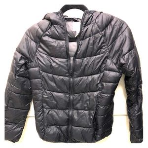 Sm FOREVER 21 black puff jacket has hood & pockets